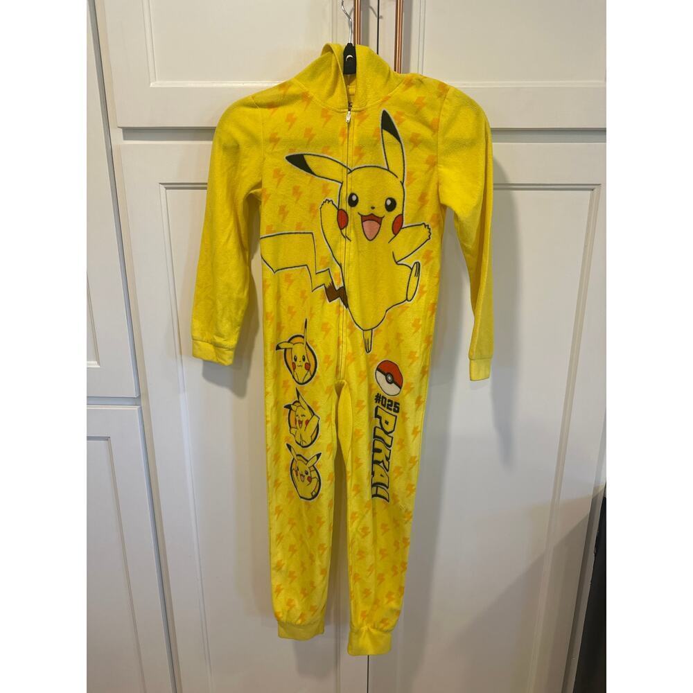Child Kids Pokemon Pikachu Blanket Sleeper Hooded Pajamas Medium Size 8